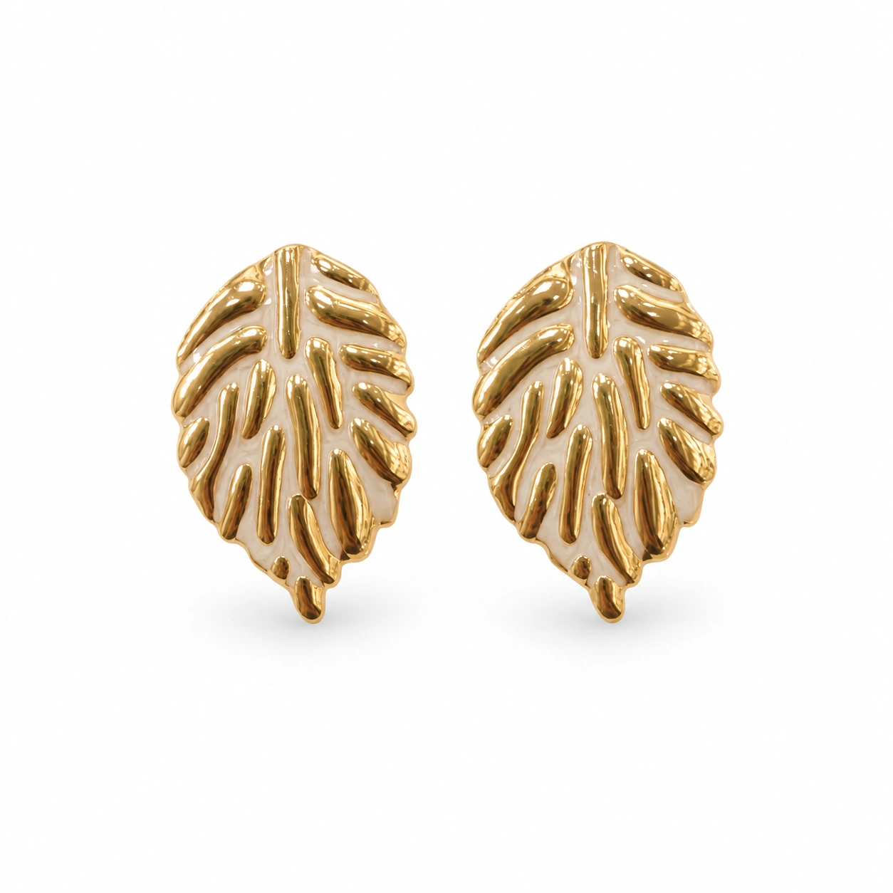 Gold Leaf Stud Earrings