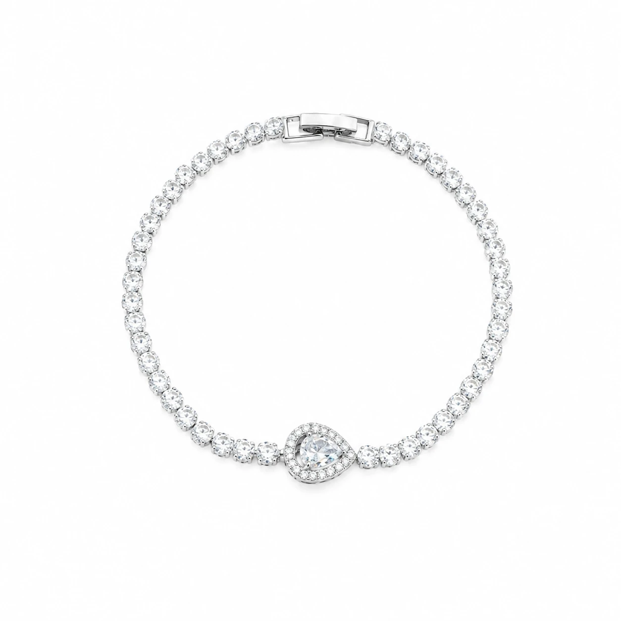 Heart Accent Zircon Tennis Bracelet product view by CRYSTELLE