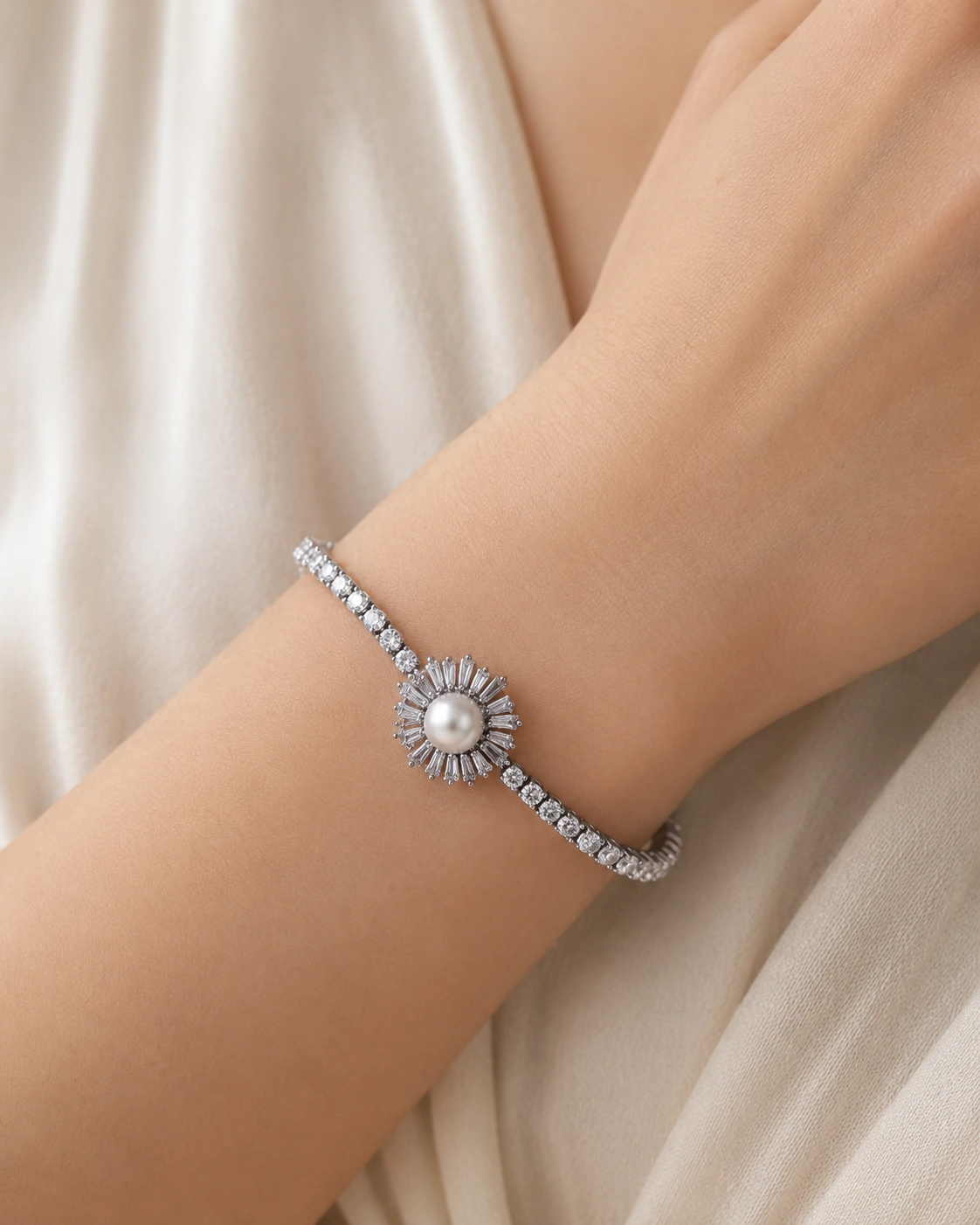 Pearl Halo Bracelet styled for everyday wear