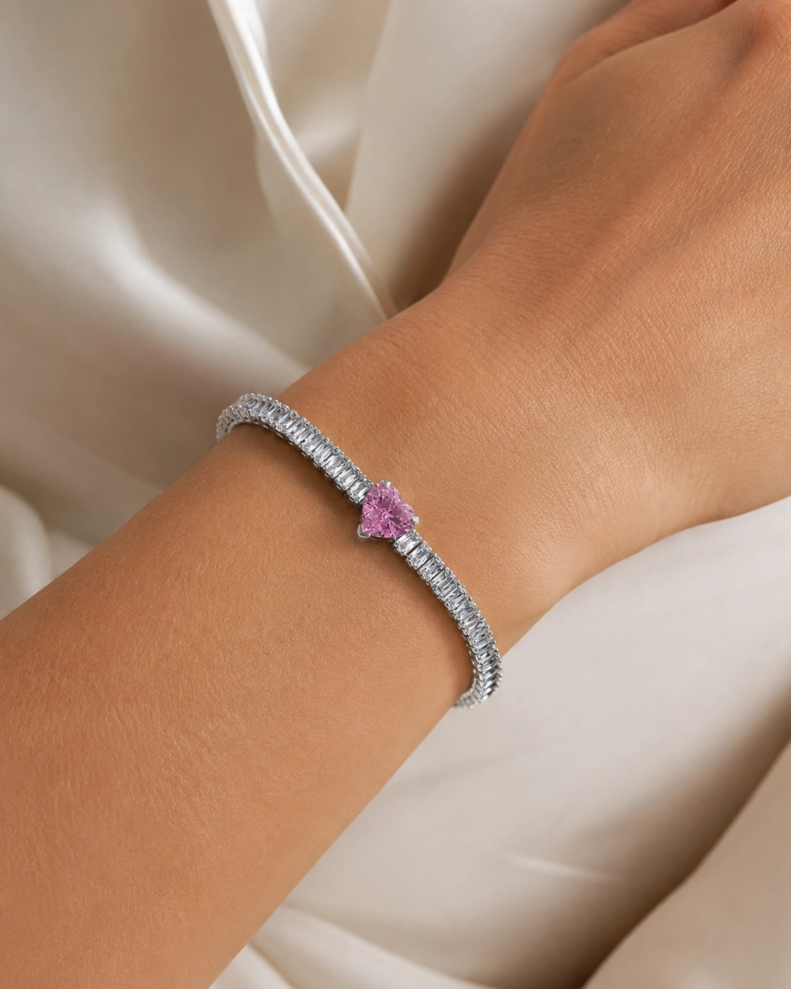 Pink Heart Bracelet worn