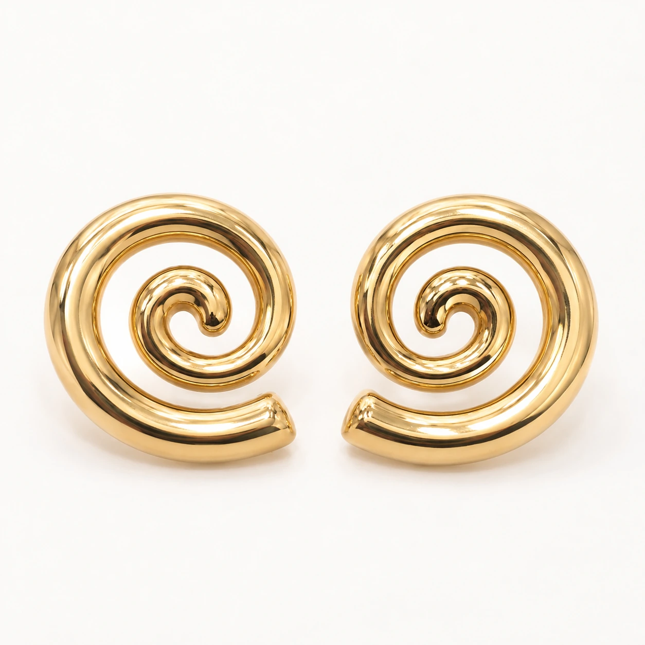 Sculptural Spiral Stud Earrings product view by CRYSTELLE