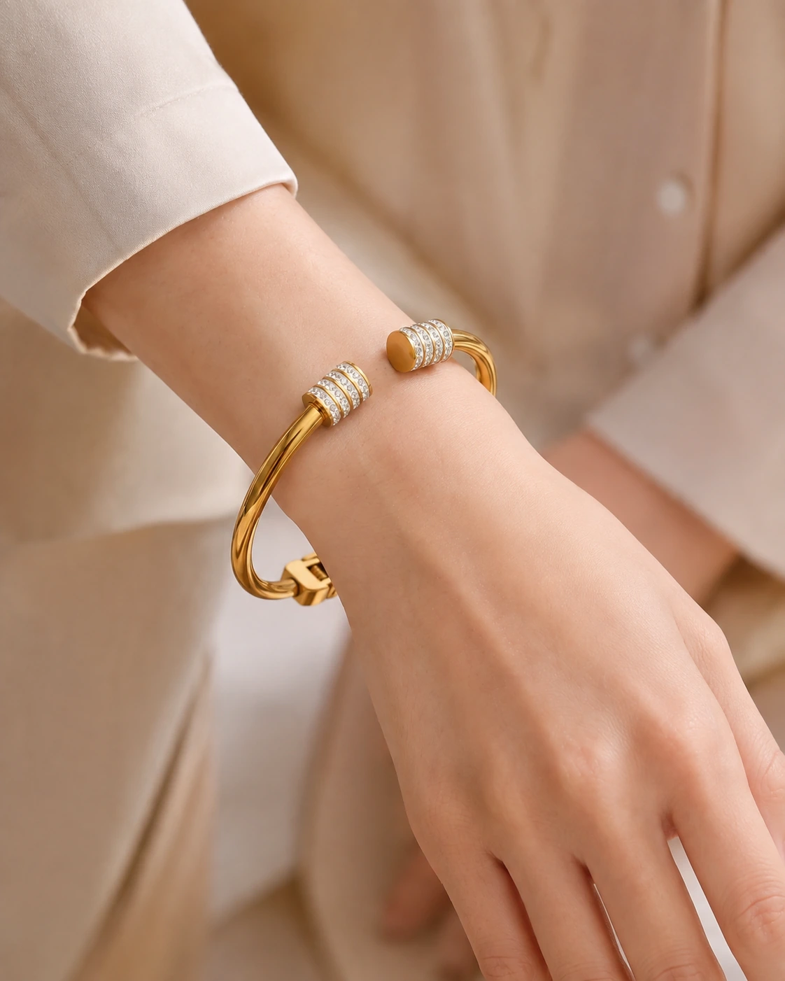 Sparkle Accent Cuff Bracelet styled on wrist
