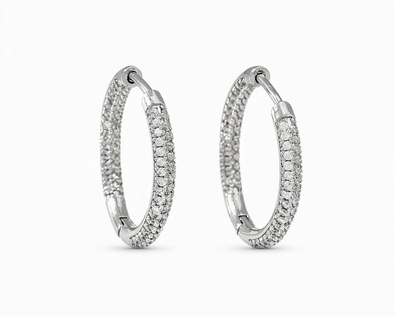 Sparkle Accent Hoop Earrings product view by CRYSTELLE