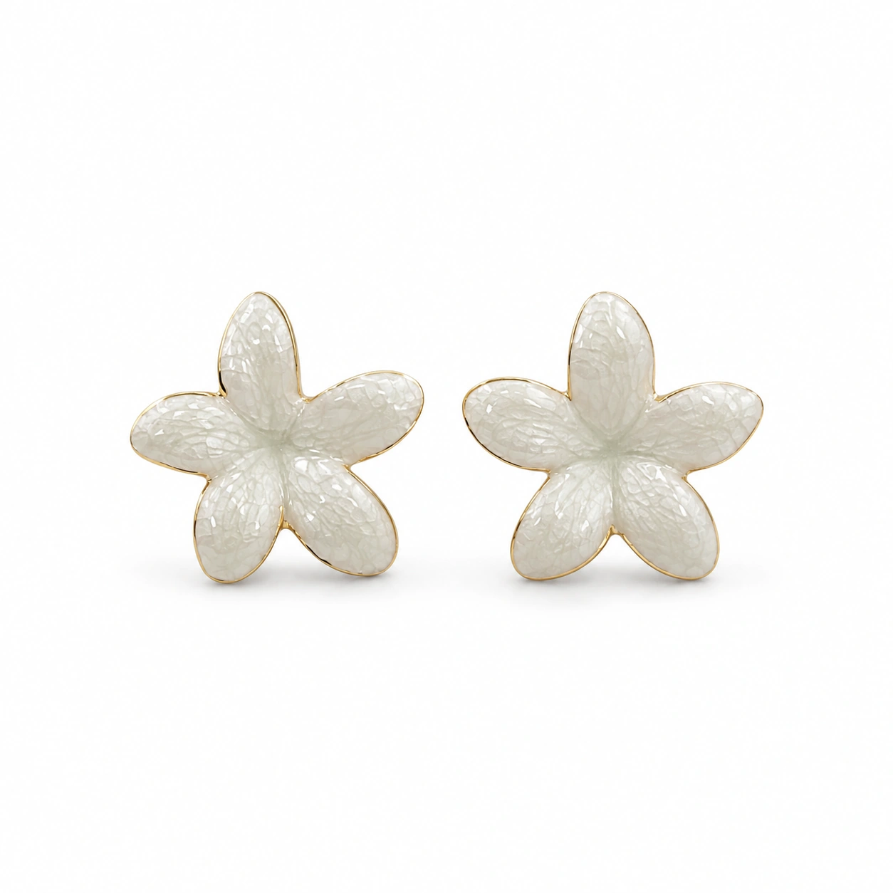 White Flower Stud Earrings