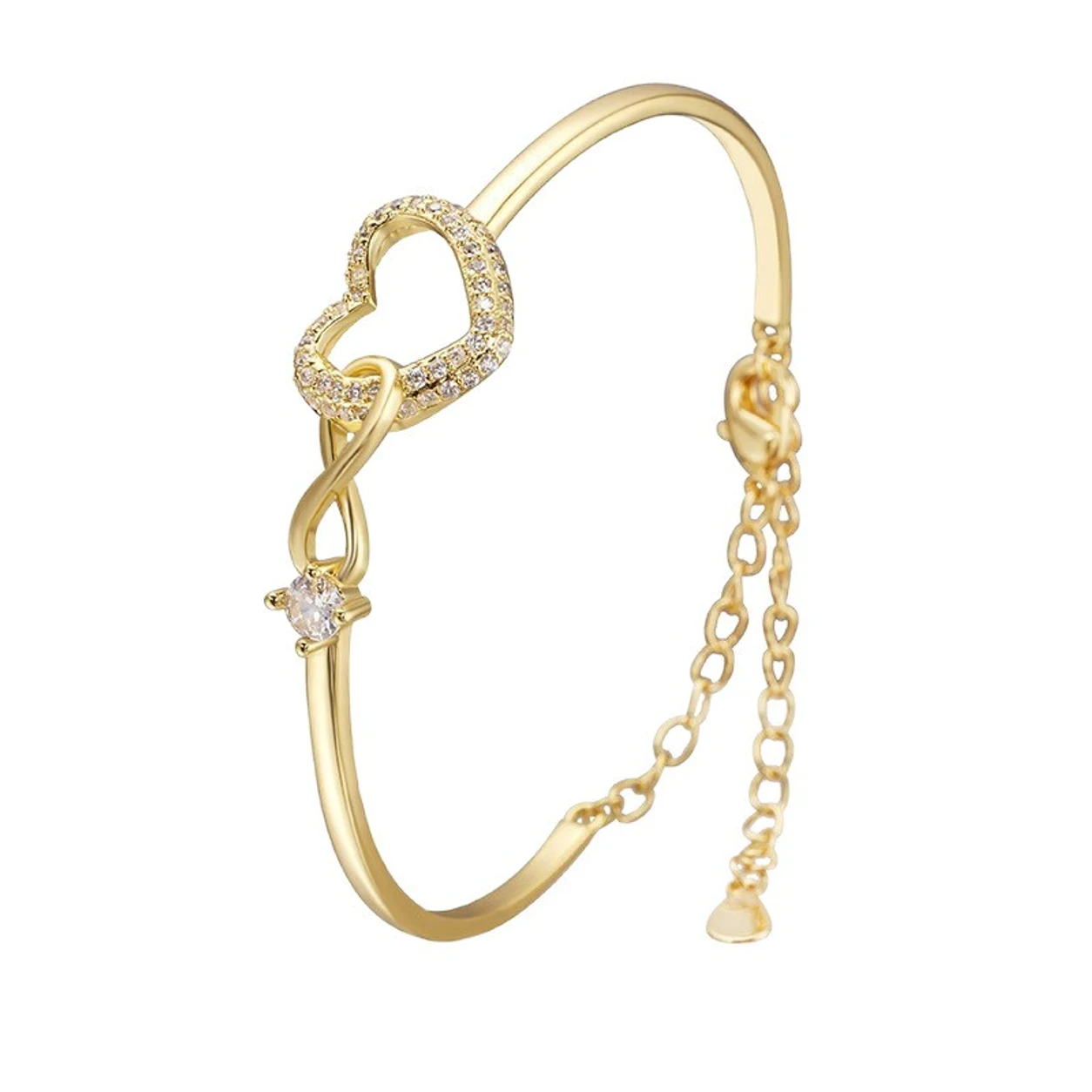 Electroplated Copper Heart Link Charm Bracelet product view by CRYSTELLE