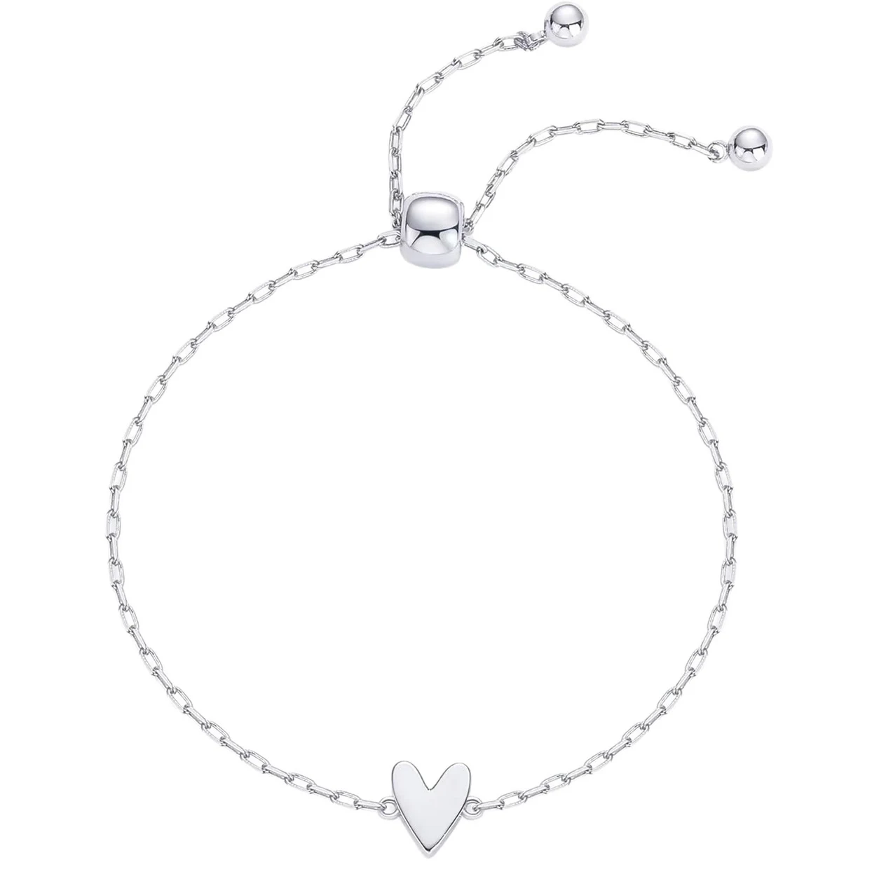 Electroplated Copper Silver-Tone Heart Bracelet product view by CRYSTELLE