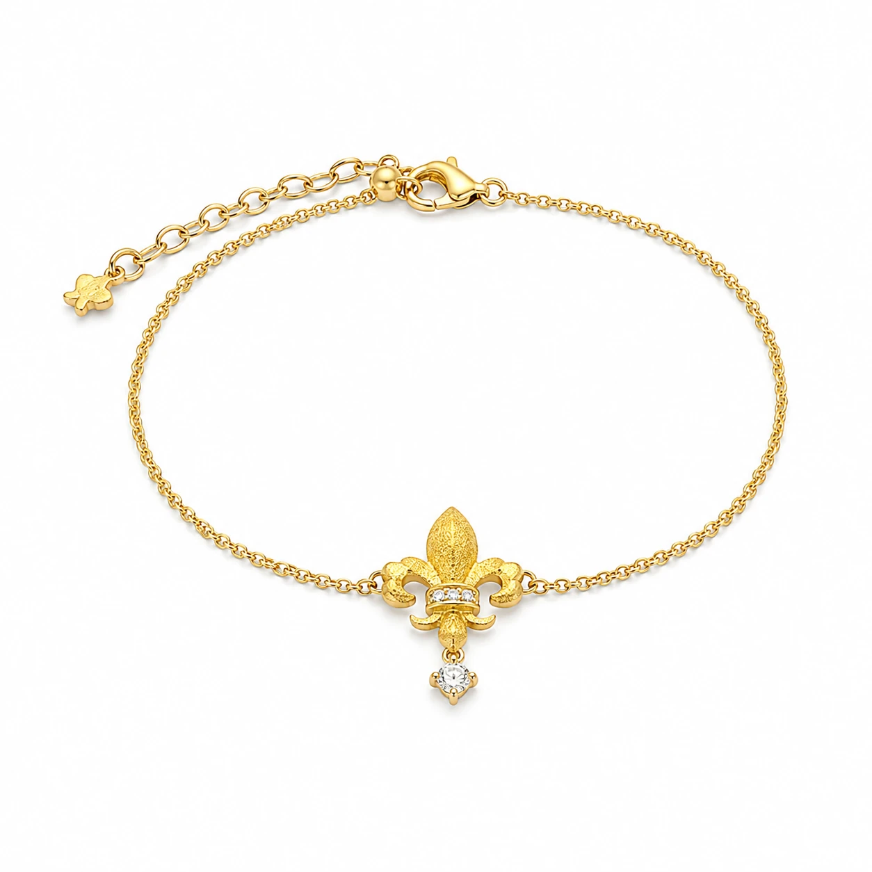 Stainless Steel Fleur-de-lis Charm Bracelet product view by CRYSTELLE
