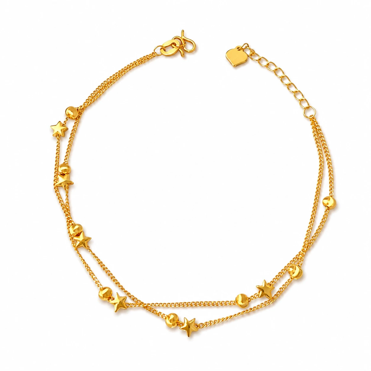 Stainless Steel Star Charm Double Chain Bracelet product view by CRYSTELLE